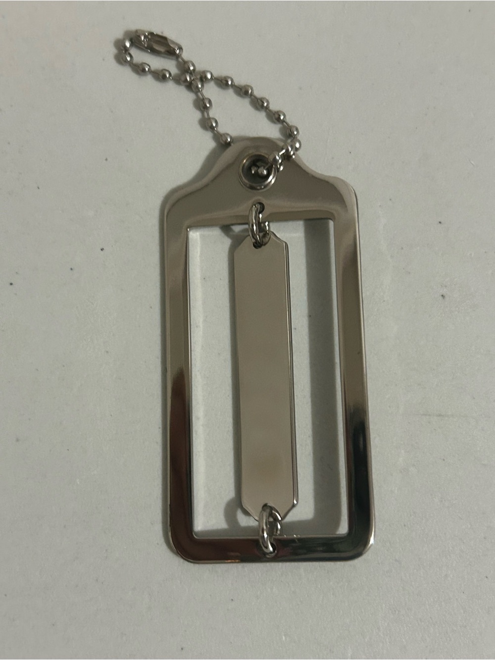 Coach Silver Rectangular Logo Key Tag - Picture 2 of 2